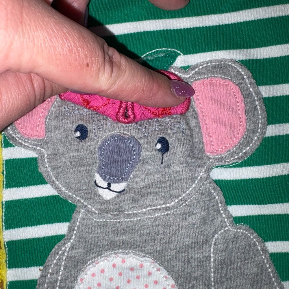 Mini Boden Green and White Striped T-Shirt - Picture 4 of 5